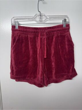 Plush Drawstring Lounge Shorts - Burgundy